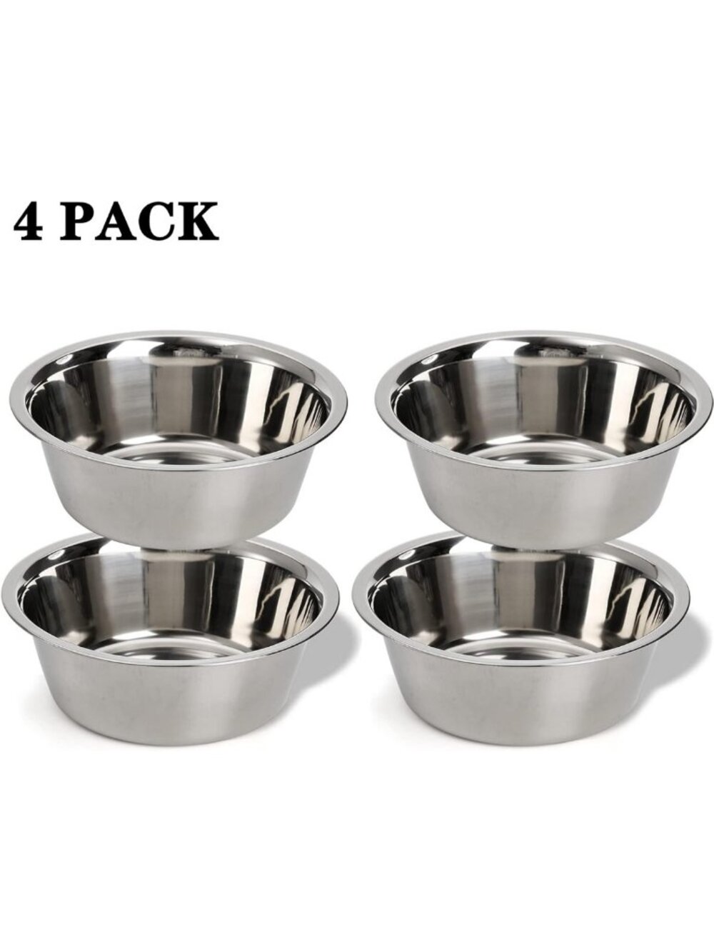4-Pack Stainless Steel Pet Bowls for Dogs & Cats, 8.26" Food & Water Dishes - Picture 4 of 8